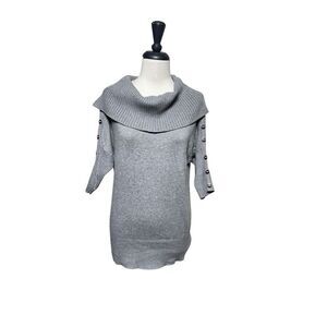 White House Black Market Grey Cowl Neck Tunic Sweater Size XS